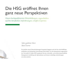 HSG ES Brochüren - Beispiel Begrüssungsseite