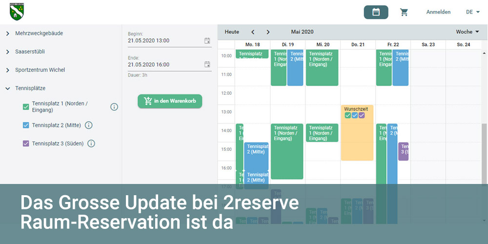 Grosses Update bei 2reserve Raum-Reservation