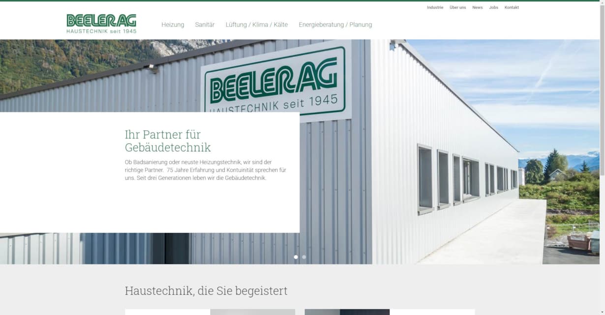 Neues Webdesign für Beeler Haustechnik AG