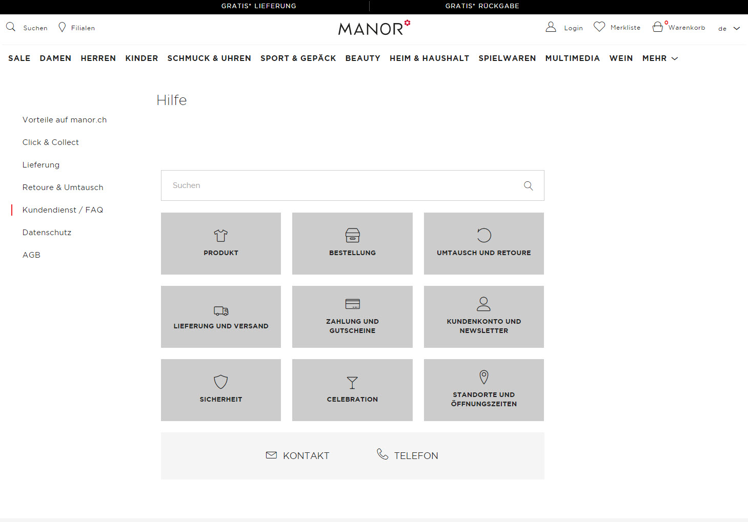 Neue Online Hilfe für Manor Online-Shop