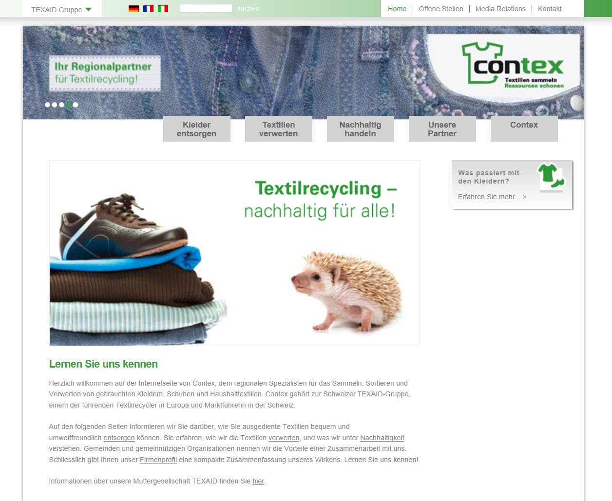 Contex Textilrecycling mit neuer Website