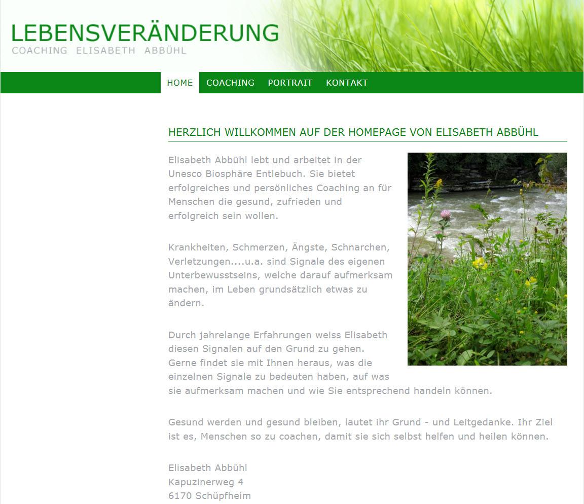 Neue Homepage - Lebensveränderung von Elisabeth Abbühl