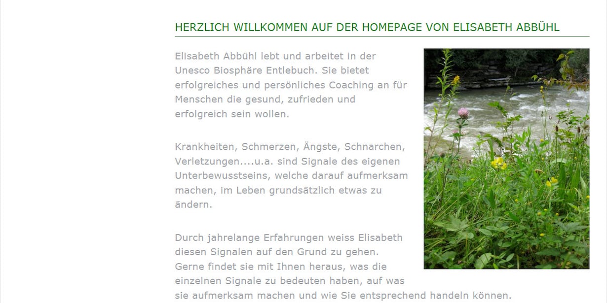 Neue Homepage - Lebensveränderung von Elisabeth Abbühl