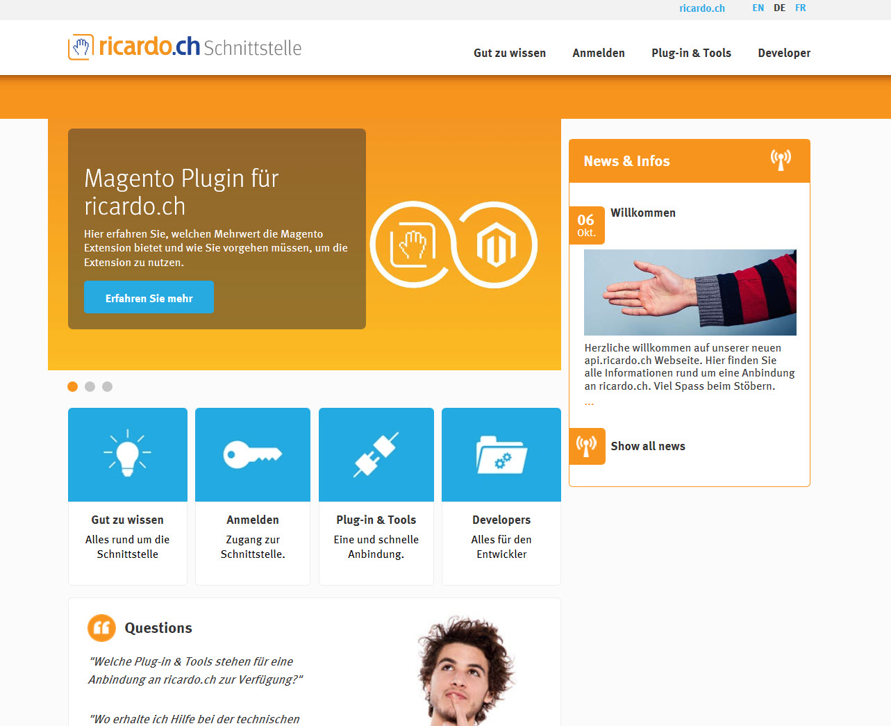 Infoportal erklärt Schnittstelle zu Ricardo.ch