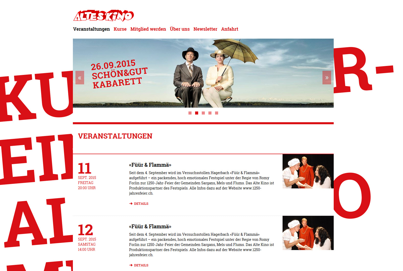 Altes Kino mit neuer Website
